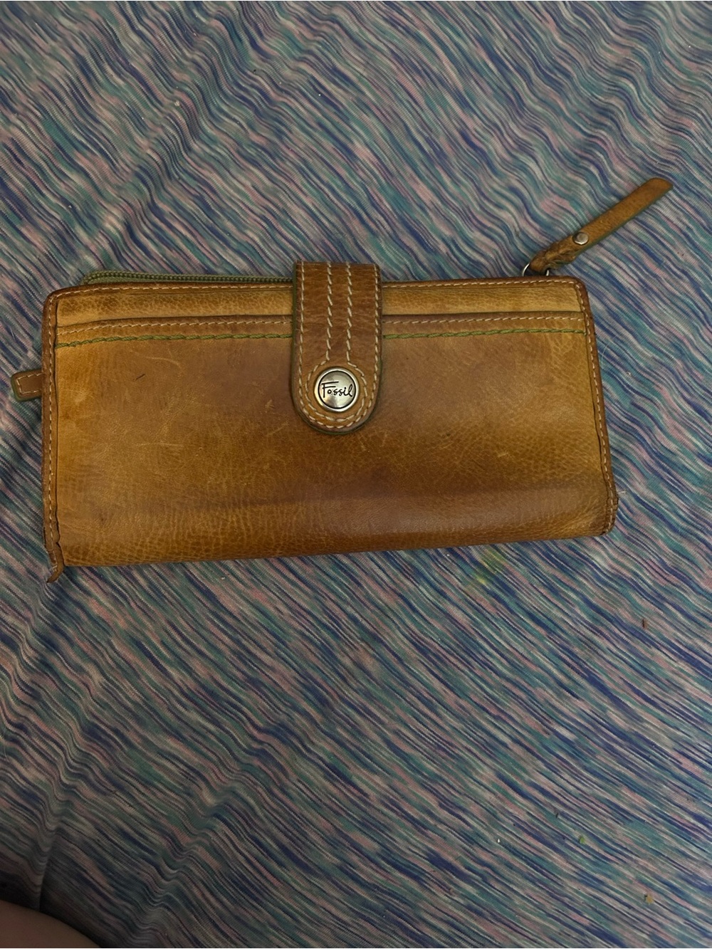 Fossil Brown Leather Zip Wallet